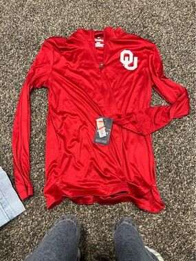Fanatics Red Long Sleeve OU Quarter-Zip Pullover